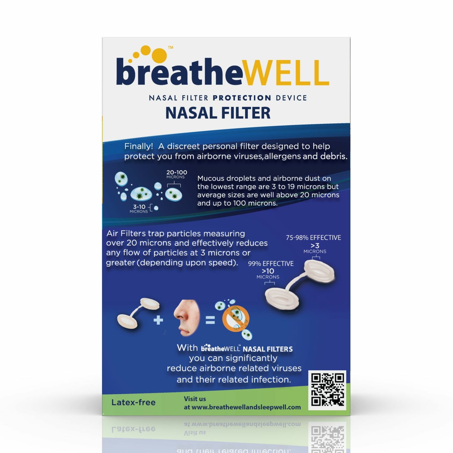 breatheWELL Nasal Filter Protection Device 6 Count, Medium